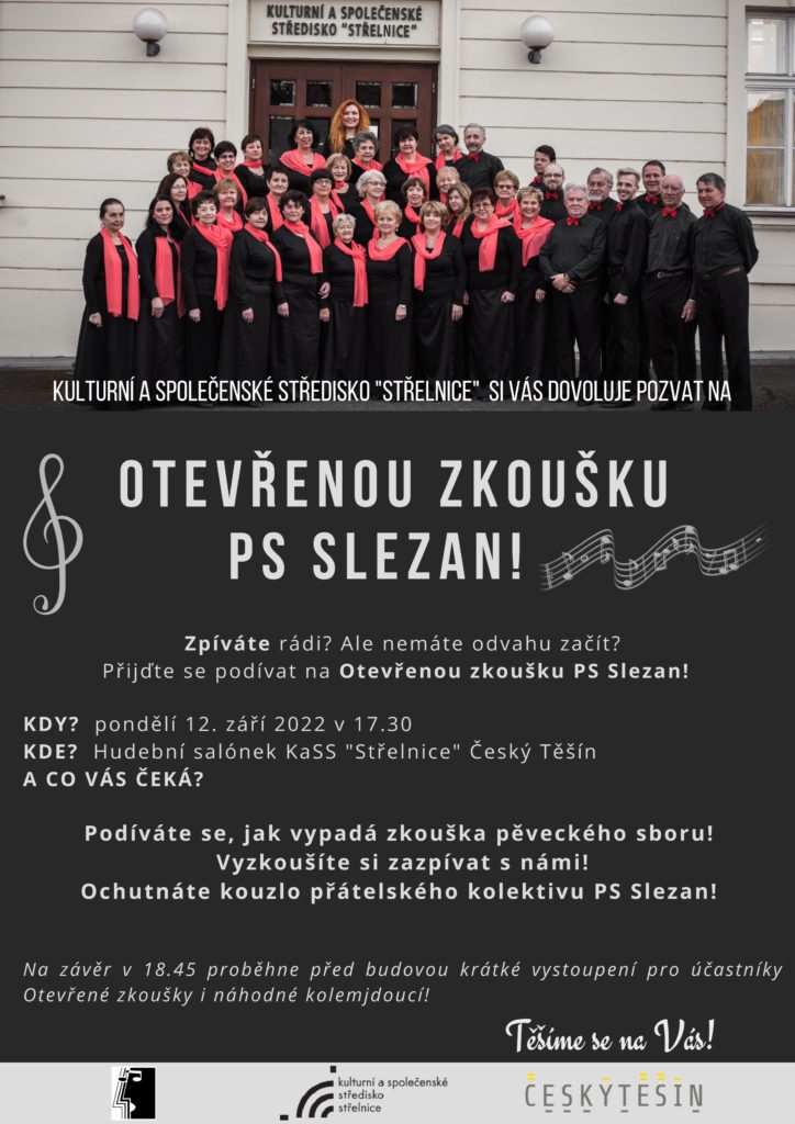 Plakát k události Otevřená zkouška pěveckého sboru Slezan