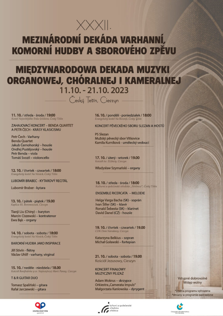 Plakát k Mezinárodní dekádě varhanní, komorní hudby a sborového zpěvu