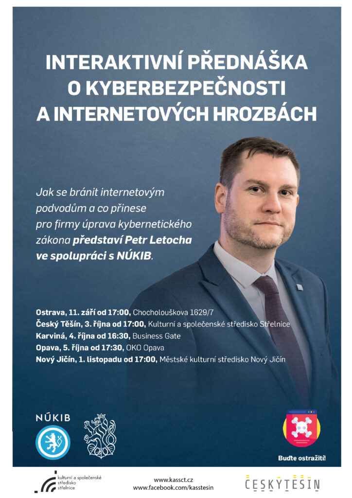 Plakát k Interaktivní přednášce o bezpečnosti a internetových hrozbách